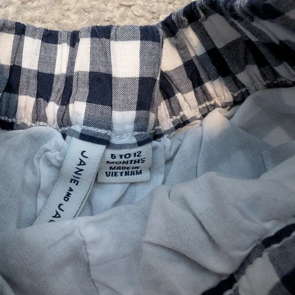 3 For $18 Janie and Jack Blue Gingham High Waist Shorts - Picture 4 of 6